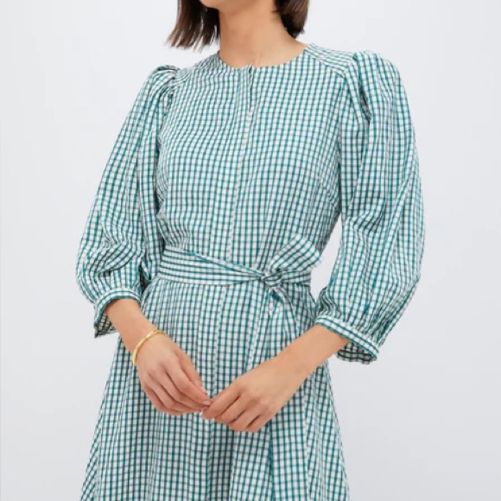 NWT Tuckernuck POMANDER PLACE Green Gingham Seersucker Cordelia Dress